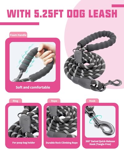 AUROTH Dog Harness and Leash Set, Soft Padded Service Dog Vest with 5.25FT Dog Leash, No Choke, Easy On Pet Vest, Adjustable Reflective No Pull Dog Harness Small Sized Dog, Easy Walking and Training - color: Pink Camo, size: Small