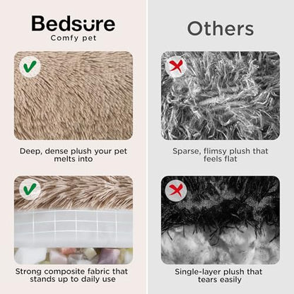 Bedsure SupportMax™ Calming Dog Bed Medium Size Dog - 30in Donut Round Washable Medium Pet Bed,Anti-Slip＆Removable Cover,420GSM Anti-Anxiety Fluffy Plush Faux Fur,Fits up to 45 lbs Pets - color: Camel, size: M(30x30x7)