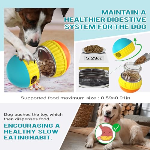 BSISUERM Dog Treat Dispensing Puzzle Toy Adjustable Food Dispenser Slow Feeder Puppy Enrichment Rolling Ball Pet Interactive Chase Toys Stimulating Game for Small Medium Dogs Gift to Keep Them Busy - color: Orange