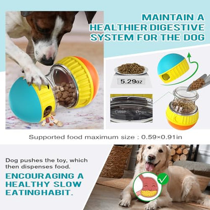 BSISUERM Dog Treat Dispensing Puzzle Toy Adjustable Food Dispenser Slow Feeder Puppy Enrichment Rolling Ball Pet Interactive Chase Toys Stimulating Game for Small Medium Dogs Gift to Keep Them Busy - color: Orange