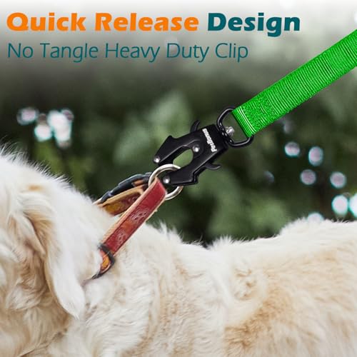 Heavy Duty Tactical Dog Leash, 5 FT Bungee Shock Absorption Leash with 2 Padded Handles, Quick Release Metal Clip, Car Seatbelt, No Pull Training Lead for Large Medium Dogs（Grass Green） - color: Grass Green