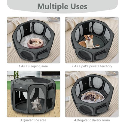 Nasonet Dog Playpen, Cat Dog Crate Portable Pet Exercise Cage Kennel House Puppy Playpen Animal Playpen Indoor/Outdoor, Water-Resistant Kennel Tent with Traveling Bag (Grey, Large)