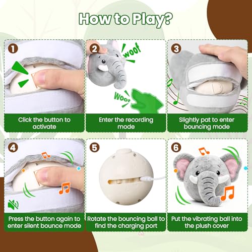 Interactive Dog Toys, Self Moving Dog Toy to Keep Them Busy, Rechargeable Vibrating Dogs Toy/Squeaky Bouncing Ball for Small Medium Large Dogs with Jumping Music Talking Mode (Elephant) - color: Elephant