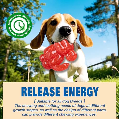 Monkey Dog Chew Toy, Indestructible Dog Rubber Toy for Medium & Large Dogs, Tough No Stuffing Puzzle Toy, Anxiety Relief & Dental Care, Interactive Cognitive Toy, 4.92inch (RED) - color: RED