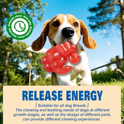 Monkey Dog Chew Toy, Indestructible Dog Rubber Toy for Medium & Large Dogs, Tough No Stuffing Puzzle Toy, Anxiety Relief & Dental Care, Interactive Cognitive Toy, 4.92inch (RED) - color: RED