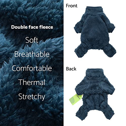 Fitwarm Dog Fuzzy Velvet Pajamas, Dog Winter Clothes for Small Dogs Boy Girl, Pet Jumpsuit, Doggy Apparel, Navy Blue, Large - color: Blue, size: Large