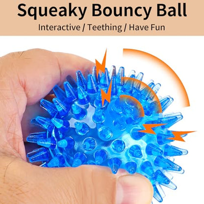 6 Pack Squeaky Spiky Dog Balls, Puppy Chew Toys for Teething, Food-Grade TPR Rubber Durable, Interactive Fetch Floating Dog Pool Ball Toy for Chewers for Small Medium (Small) - size: Small