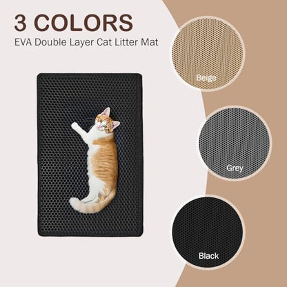 Small Cat Litter Mat Double Layer Waterproof Proof Litter Box mat, Non-Slip Design, Reduces Litter Scatter, Easy to Clean, Black 24''x 14.9''Inch - color: Black, size: 24'' x 14.9''Inch
