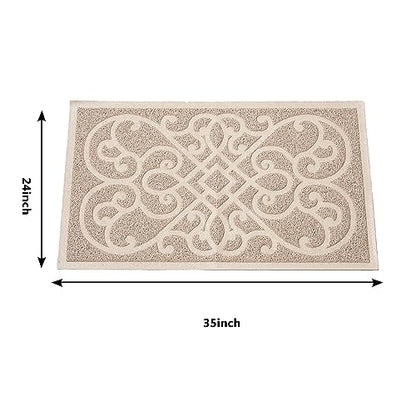 PetLike Cat Litter Box Mat, Thick Kitty Litter Trapping Mat, Durable,Waterproof &Washable with Non-Slip Backing, Soft on Kitty Paws and Easy to Clean, BPA Free - color: Tan, size: 35x24