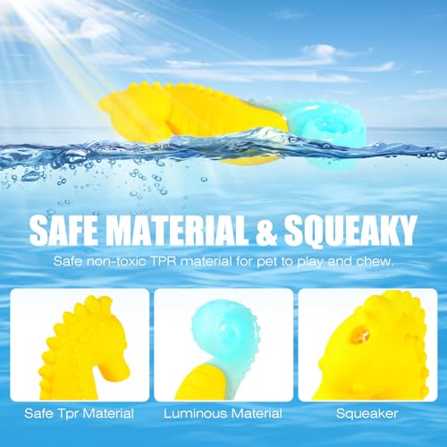 Dog Toy Floating Luminous, Squeaky Dog Toy, Glow in the Dark, for Small Dogs (Kit Small Seahorse+Small Starfis) - style: For Small Dogs (Small Starfish + Seahorse)