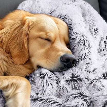 Luciphia Large Waterproof Dog Blanket for Pet Washable Liquid Proof Bed Intimacy Protection Shaggy Plush Calming Long Faux Fur Couch Cover Calming Cat Throw Blankets, Mist Grey, 50" x 60" - color: Mist Grey, size: 50"x60"