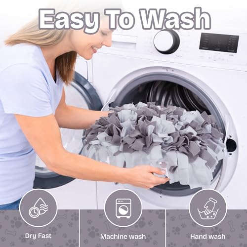 Snuffle Mat for Dogs | Travel-Friendly & Durable Dog Sniff Mat | Encourages Foraging, Slow Eating, Mental Stimulation & Stress Relief | Interactive Dog Enrichment Mat for Puppies & Adult Dogs (Grey) - color: Light Gray