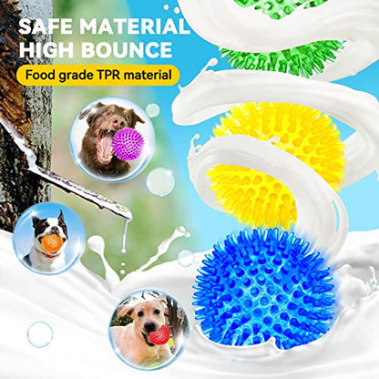 SHARLOVY 3.5” Large Dog Toys Ball, 6 Pack Squeaky oys, Durable for Aggressive Chewers, Spiky Ball for Clean Teeth and Training, Fetch Toys for Large Dogs, for Puppy Chew and Teething - size: Large Set of 6