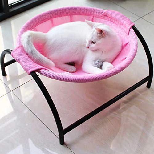 JUNSPOW Cat Bed Dog Bed Pet Hammock Bed Kitty Sleeping Cat Supplies Pet Supplies Whole Wash Stable, Detachable, Breathable, Easy Assembly Indoors Outdoors, 16.9 in x 16.9 in x 9.5 in - color: Pink, size: 16.9"L x 16.9"W x 9.5"Th (Mesh)