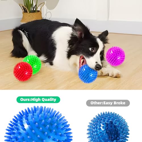 4 Pack 4.5” Squeaky Dog Balls for Large and Medium Dogs, Spiky Dog Toy Balls for Aggressive Chewers - color: Large Set of 4