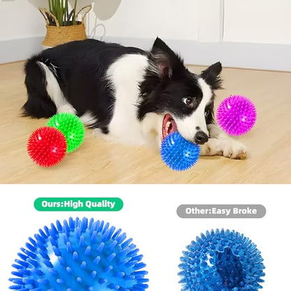 4 Pack 4.5” Squeaky Dog Balls for Large and Medium Dogs, Spiky Dog Toy Balls for Aggressive Chewers - color: Large Set of 4
