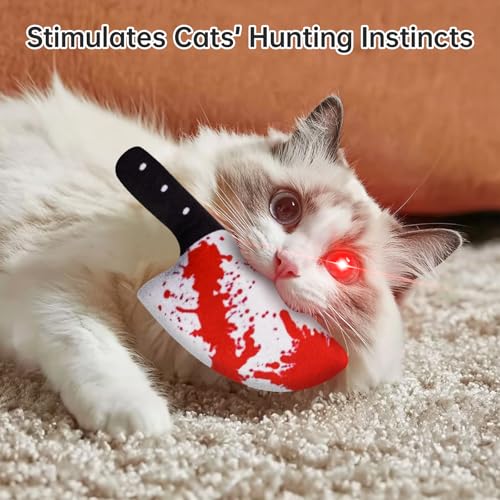 ZooZoo 8PCS Halloween Cat Catnip Toys, Assorted Shapes Plush Set with Crinkle Paper, Durable Bite-Resistant Fabric, Funny Catnip Cat Chew Toys, Interactive Play for Battling, Biting, Chasing (Knives)