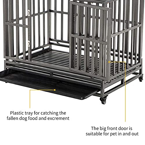 LUCKUP 38 Inch Heavy Duty Dog Cage Metal Kennel and Crate for Large Dogs,Easy to Assemble Pet Playpen with Four Wheels,Black … … - size: 37.5"L x 25.5"W x 32.0"H