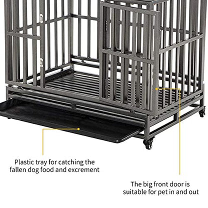 LUCKUP 38 Inch Heavy Duty Dog Cage Metal Kennel and Crate for Large Dogs,Easy to Assemble Pet Playpen with Four Wheels,Black … … - size: 37.5"L x 25.5"W x 32.0"H