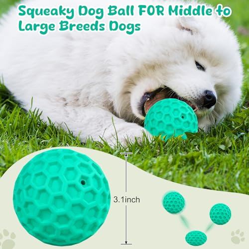 Squeaky Dog Toys for Aggressive Chewers, Indestructible Dog Balls for Aggressive Chewers, Blue Green Squeaky Balls for Dogs - color: Cyan