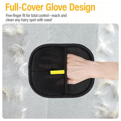 2 Pack Pet Hair Removal Glove for Cats & Dogs, Electrostatic Pet Hair Remover Gloves for Cats Hair, Reusable Magic Brush Pet Hair Remover Tool for Couch, Pet Bed, Clothes - color: 2Pack-Dark Grey