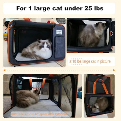 pidipiti 20 x 14 x 14 inches Expandable pet Carrier for 1 Large cat Under 25 lbs,2 Medium Cats 20 lbs+,cat Crate/Bag for Short Trip/Long Distance car Travel - size: Large(expandable)