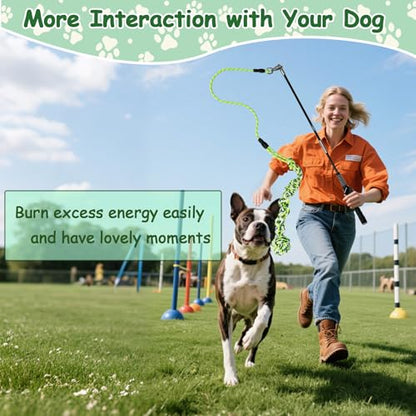 Flirt Pole for Dogs Heavy Duty, Interactive Chase & Tug of War Teaser Wand with Detachable Replacement Knot Ball and Rope Chewing Toys Flirt Stick for Small Medium Large Dogs Exercise & Training - color: green