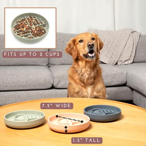 Should We Go? Slow Feeder for Dogs & Puppies, The Slowdown Bowl Silicone Slow Eating, Modern Lick Mat Design, Reduces Gulping, Fits 2 Cups, 7.5” Across x 1.5” Tall, Mealtime Challenge, Medium-Sage - color: Sage - Sunset Design, size: Medium (7.5” Across x