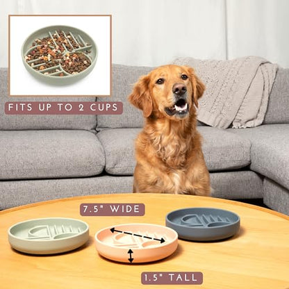 Should We Go? Slow Feeder for Dogs & Puppies, The Slowdown Bowl Silicone Slow Eating, Modern Lick Mat Design, Reduces Gulping, Fits 2 Cups, 7.5” Across x 1.5” Tall, Mealtime Challenge, Medium-Sage - color: Sage - Sunset Design, size: Medium (7.5” Across x