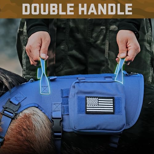 Dog Harness Medium Sized,Tactical Dog Harness with Handle,No Pull Military Style Service Dog Vest with Pockets Adjustable for Medium Large Dogs,Blue,Chest 22-35" - color: Blue, size: M:Chest 22-35",Fit 30-80lbs