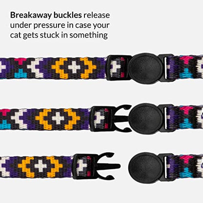 CollarDirect Cat Collar Breakaway with Removable Bell Set of 2 PCS - color: Blue & Purple