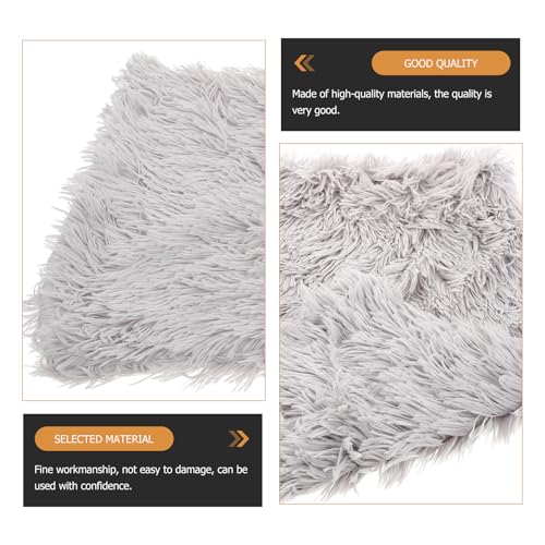 GLEAVI Fluffy Pet Throw Rug Double-Layer Plush Mat Warm Dog Blanket Soft Comfortable Crate Cushion for Small Medium Large Dogs and Cats, Light Gray S