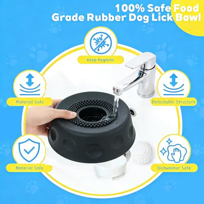 Slow Feeder Dog Bowls for Liquid Treats, Ball-in Interactive Bone Broth Dog Lick Bowl, 250ml Pup Lick Mat Toy for Large Medium Small Breeds, Ideal for Dietary Supplement & Post-op Nutrition (Black) - color: Black