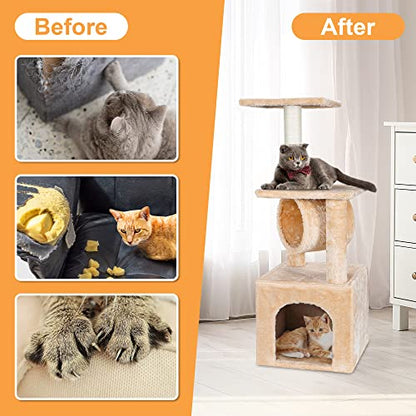ZENY 36 inches Cat Trees for Kittens Cat Furniture Towers with Scratching Posts, Double Perches, and Roomy House Kitty Cat Activity Trees Climber Towers