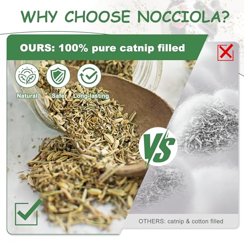 Nocciola 3 Pack Catnip Toys for Cats, Funny Cat Toys Filled with 100% Pure Organic Catnip, Safe Kitten Teething Chew and Kicker Toys - color: Green for Strong Chewers