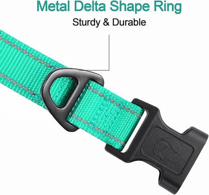 Reflective Dog Collar,Soft Neoprene Padded Breathable Nylon Pet Collar Adjustable for Large Dogs,Teal, L - color: Teal