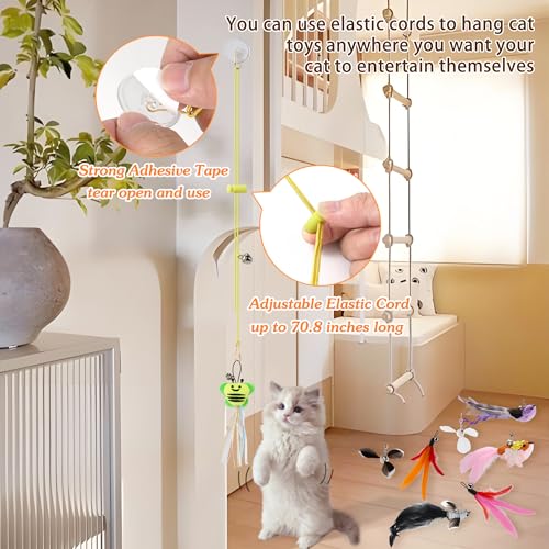 Flying Bird Cat Toy,8Pcs Durable Interactive Cats Wand Replacements,Hanging Cat Toy Suitable for Bored Indoor Cats Self Play - style: 12 Hanging /Bird /Wand