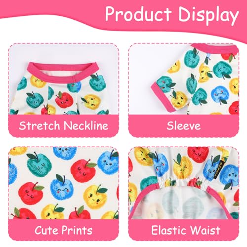 Dog Pajamas for Small Dogs, Soft Thin Pjs Jammies Cat Doggie, Summer Pet Cute Puppy Clothes Outfits Dogs Boy Girl(Red Apple, XS) - color: Red Apple, size: X-Small (Chest 11.8 in)