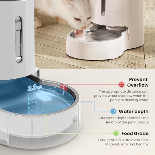 CZPET Dog Water Bowl Dispenser 4L, Wider Mouth & Upgraded Brush for Easy Cleaning Automatic Cat Gravity Refilling Waterer with Removable Stainless Steel Bowl, Large Drinking Area for Multi-Pet (White) - color: White