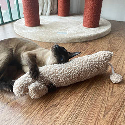 TTcat Catnip Silvervine Matatabi Pillow for Cats & Kittens,Cat Kicker Toy,Large Size Cat Pillow Soothing Plush Cat Toy(Beige). - color: Beige