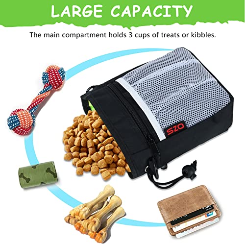 SZO Dog Treat Pouch - 3 Ways to Wear Treat Pouches for Pet Training and Clicker Taining for Dogs, Dog Training Treat Pouch Bag and Dog Clicker for Training with Waist Belt Shoulder Strap - Black - color: Black