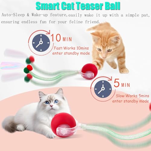 Speed 2.0 Tail Interactive Cat Toys for Indoor Cats, Chirping & Motion Activate Cat Toy, Smart Kitten Rolling Ball Moving Ball Toys, Rechargeable Dog Cat Bal l for Enrichment Exercise (New Yellow) - color: New Yellow