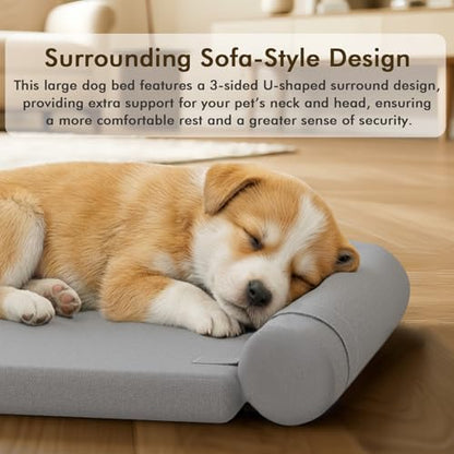 Orthopedic Dog Bed for Small Dogs,Pet Bed with Removable Bolsters, Dog Couch with Removable Washable Cover,Grey - size: Bolster S