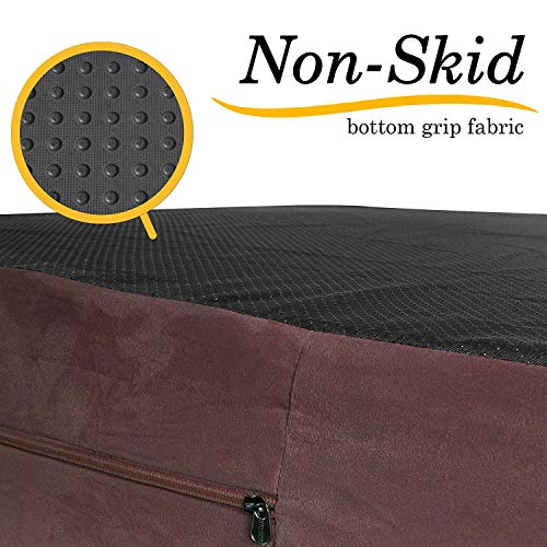 KOPEKS Jumbo Orthopedic Dog Bed - 7-inch Thick Memory Foam Pet Bed with Pillow with Removable Cover & Free Waterproof Liner - for Large Breed Dogs, XL, Brown-Plush Top - color: Brown-Plush Top
