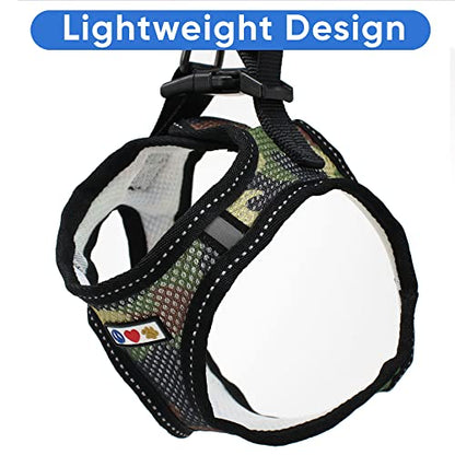 Pawtitas Reflective Mesh Puppy Dog Harness for Extra Extra Small Dogs – Adjustable | No Pull | Fits Neck 8 in Chest 12 in | XXS | Green Camouflage - color: Green Camouflage, size: 2 Extra Small