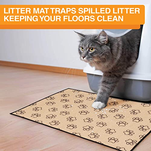 Neater Pets Jute Litter Trapping Mat, Eco-Friendly Plant-Based Material Catches Mess from Kitty Litter Box to Protect Floors, Soft on Cats Paws, Anti-Skid Backing, Easy to Clean, Paw Print, 24" x 36" - color: Paw Print