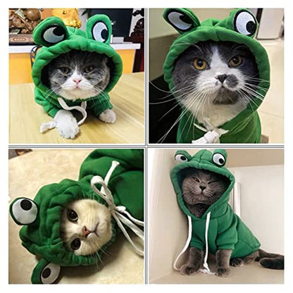 Dog Hoodie Basic Sweater Coat Cute - Frog Shape Warm Jacket Pet Cold Weather Clothes Outfit Outerwear for Cats Puppy Small Medium Dogs - Size L - color: Green Frog, size: Large