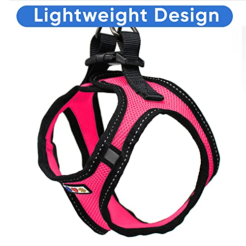Pawtitas Dog Vest Harness Made with Breathable Air Mesh | All Weather Vest Harness for Extra Small Puppies and Large Cats with Quick-Release Buckle - Extra Small Pink Mesh Dog Harness - color: Pink, size: X-Small (Pack of 1)
