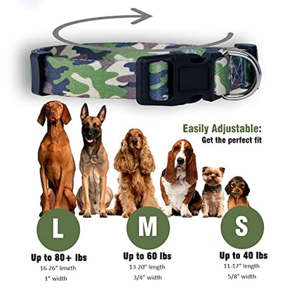 Camo Dog Collar (Small, Green) - color: Green, size: Small (Pack of 1)