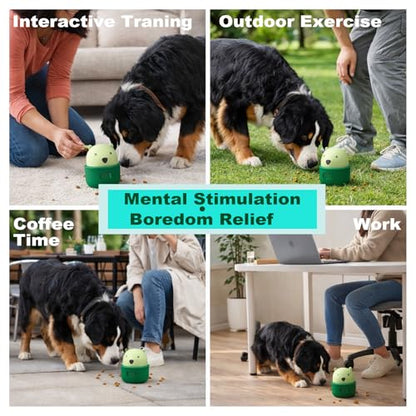 Silicone Dog Treat Dispenser Toy, Interactive Dog & Cat Food Puzzle Feeder with Adjustable Opening, Slow Feeder Toy for Puppies Small Medium Large Dogs, Mental Stimulation Enrichment Feeding Toys - color: Green